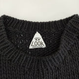 THRIFTY LOOK ペルー製ウールニット チェッカー サイズM セーター ニット ブラック ホワイト メンズ スリフティールック【中古】5-0128T♪