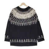 LAD MUSICIAN 2214-042 CREW NECK PULLOVER KNIT NORDIC 44 セーター ニット ブラック ホワイト メンズ ラッドミュージシャン【中古】5-0117T♪