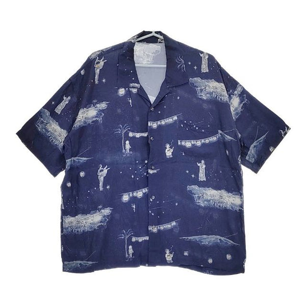 PORTER CLASSIC レーヨン アロハシャツ 半袖シャツ ネイビー メンズ ポータークラシック【中古】5-0519S∞