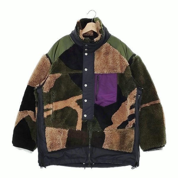 Sacai KAWS Jacquard Faux Fur Reversible Blouson 21-02559M サイズ3 2way ブルゾン カーキ ベージュ メンズ サカイ【中古】5-0131T♪