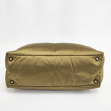 CELINE PADDED BAG パデッドバッグ レザー ナイロン 中綿 ボストンバッグ カーキ メンズ セリーヌ【中古】5-0301G◎