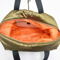 CELINE PADDED BAG パデッドバッグ レザー ナイロン 中綿 ボストンバッグ カーキ メンズ セリーヌ【中古】5-0301G◎