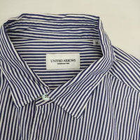 UNITED ARROWS フィンクス コットン ストライプ レギュラーカラー 長袖シャツ ホワイト ブルー メンズ ユナイテッドアローズ【中古】5-0308M∞