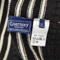 Guernsey Woollens ウール イギリス製 サイズ40 ボーダー ガンジーセーター ニット ブラック ホワイト メンズ ガンジーウーレンズ【中古】5-0208T♪