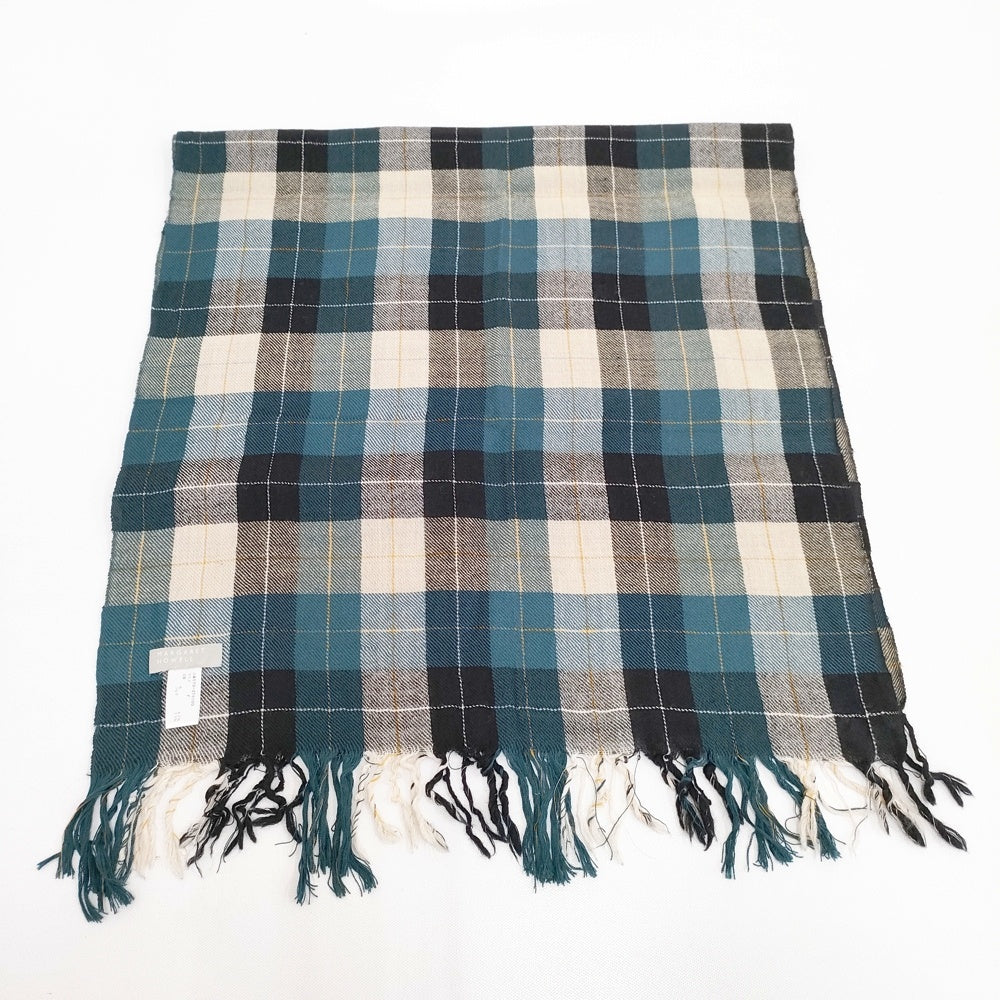 MARGARET HOWELL ウール シルク フリンジ マフラー チェック 579