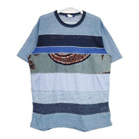 COMME des GARCONS JUNYA WATANABE MAN 異素材 パッチワーク リネンニット 半袖Ｔシャツ カットソー AD2015 ブルー メンズ コムデギャルソンジュンヤワタナベマン【中古】5-0519S∞