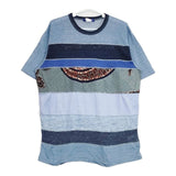 COMME des GARCONS JUNYA WATANABE MAN 異素材 パッチワーク リネンニット 半袖Ｔシャツ カットソー AD2015 ブルー メンズ コムデギャルソンジュンヤワタナベマン【中古】5-0519S∞