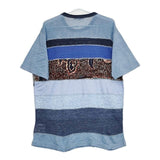 COMME des GARCONS JUNYA WATANABE MAN 異素材 パッチワーク リネンニット 半袖Ｔシャツ カットソー AD2015 ブルー メンズ コムデギャルソンジュンヤワタナベマン【中古】5-0519S∞