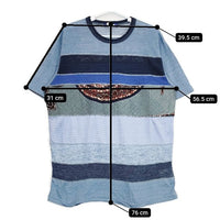 COMME des GARCONS JUNYA WATANABE MAN 異素材 パッチワーク リネンニット 半袖Ｔシャツ カットソー AD2015 ブルー メンズ コムデギャルソンジュンヤワタナベマン【中古】5-0519S∞