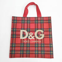 DOLCE&GABBANA 新品 タータンチェック ロゴ トートバッグ レッド メンズ ドルチェアンドガッバーナ【中古】5-0918G∞