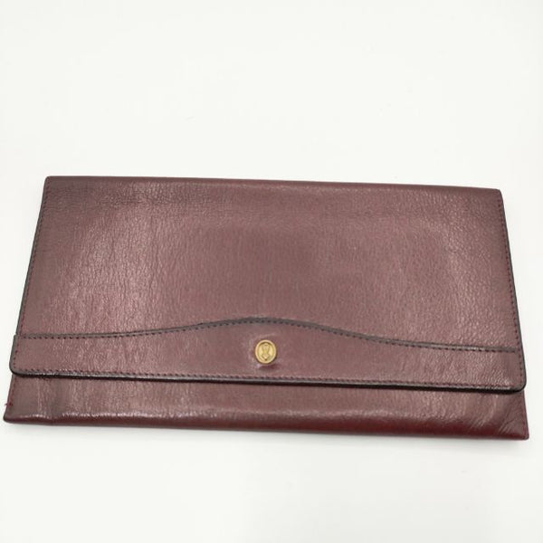 GOLD PFEIL ドイツ製 レザー 小銭入れなし 札入れのみ 長財布 ダークブラウン メンズ ゴールドファイル【中古】5-0510G∞