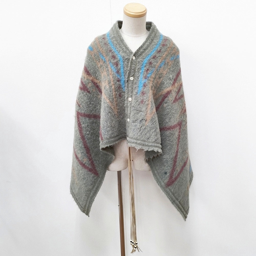 FACCIES ネイティブ柄 ケープ ポンチョ ショール カーキ メンズ  