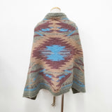 FACCIES ネイティブ柄 ケープ ポンチョ ショール カーキ メンズ ファチーズ【中古】5-1030T◎