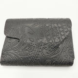 所作 Shosa ショサ cp 2.5ペイズリー 型押し レザー 革 定価22000円 三つ折り財布 ブラック メンズ 所作 Shosa【中古】5-0510G∞