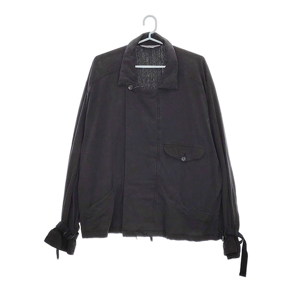 ANCELLM SILK SUEDE WRAP BLOUSON ANC-JK30 サイズ2 定価52800円 シルク ブルゾン ブラック メンズ アンセルム【中古】5-0213M♪