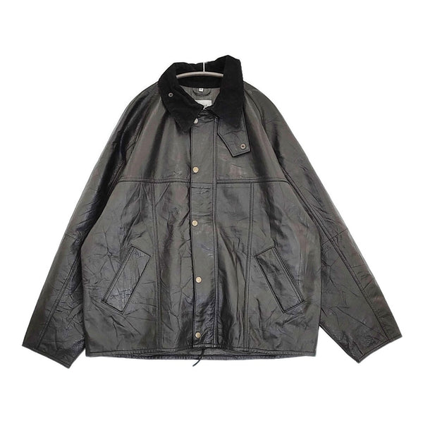 YOUSED LEATHER DRIVERS JACKET サイズ2 リメイク レザージャケット ブルゾン ブラック メンズ ユーズド【中古】5-0920T♪