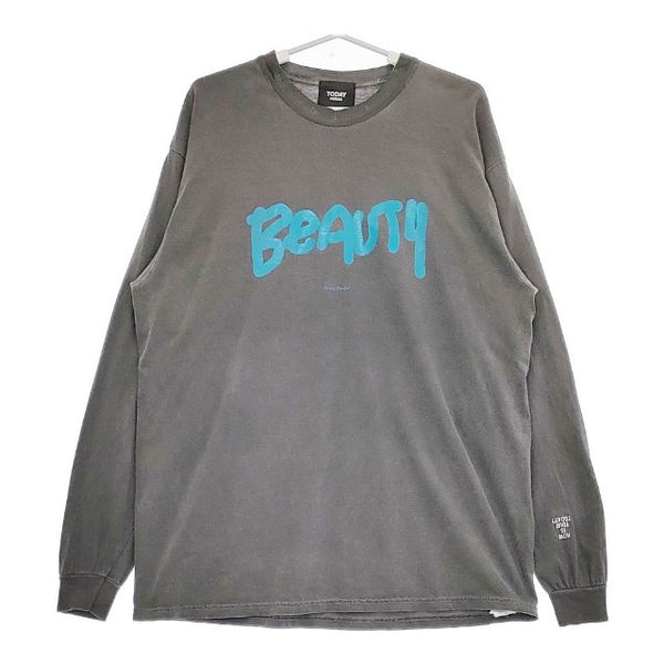 today edition ダメージ加工 XL コットン 長袖Ｔシャツ カットソー ロンＴ チャコールグレー メンズ トゥデイエディション【中古】5-0409M∞