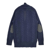 R.NEWBOLD エルボーパッチケーブル カーディガン ネイビー メンズ アールニューボールド【中古】5-0927T∞