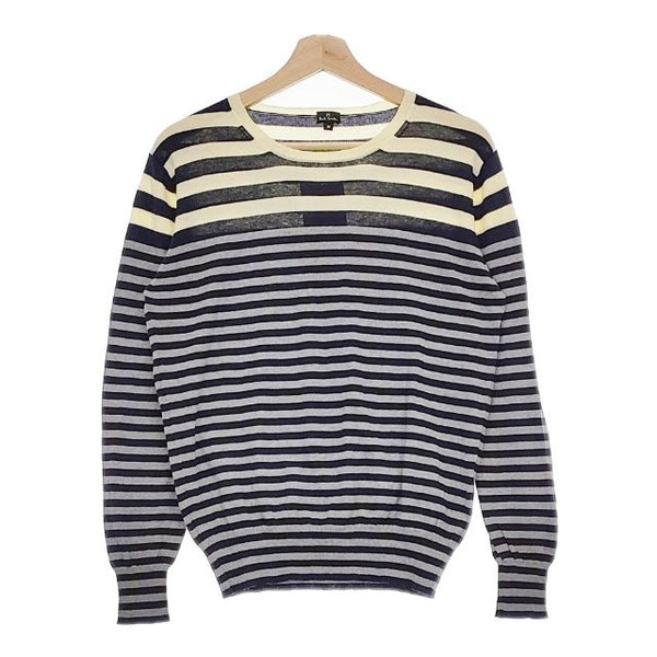 Paul Smith PS コットン ボーダー セーター ニット グレー ネイビー アイボリー メンズ ポール・スミス【中古】5-0409M∞
