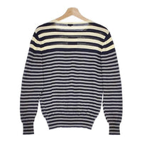 Paul Smith PS コットン ボーダー セーター ニット グレー ネイビー アイボリー メンズ ポール・スミス【中古】5-0409M∞