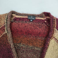 Paul Smith PS ミックス ボーダー カーディガン ワインレッド ベージュ メンズ ポール・スミス【中古】5-0927T∞