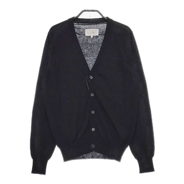 MAISON MARGIELA 14 レザーエルボーパッチ コットン カーディガン ブラック メンズ メゾンマルジェラ【中古】5-0406M∞