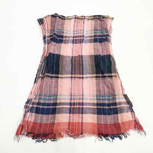PAUL SMITH COLLECTION コットン混 チェック マフラー ストール ピンク ネイビー メンズ ポールスミスコレクション【中古】5-0726M◎