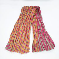 Paul Smith チェック コットンシルク マフラー ストール オレンジ ピンク メンズ ポール・スミス【中古】5-0901G◎