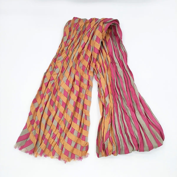Paul Smith チェック コットンシルク マフラー ストール オレンジ ピンク メンズ ポール・スミス【中古】5-0901G◎