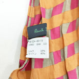 Paul Smith チェック コットンシルク マフラー ストール オレンジ ピンク メンズ ポール・スミス【中古】5-0901G◎