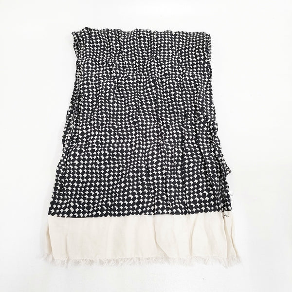 Paul Smith コットンシルク マフラー ストール ブラック ホワイト メンズ ポール・スミス【中古】5-0901G◎