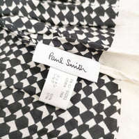Paul Smith コットンシルク マフラー ストール ブラック ホワイト メンズ ポール・スミス【中古】5-0901G◎