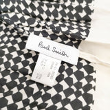 Paul Smith コットンシルク マフラー ストール ブラック ホワイト メンズ ポール・スミス【中古】5-0901G◎