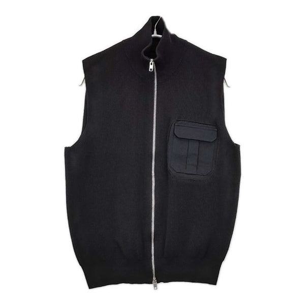 MAISON MARGIELA 14 コットン ドライバーズニットベスト ミリタリーポケット ベスト ブラック メンズ メゾンマルジェラ【中古】5-1101M∞