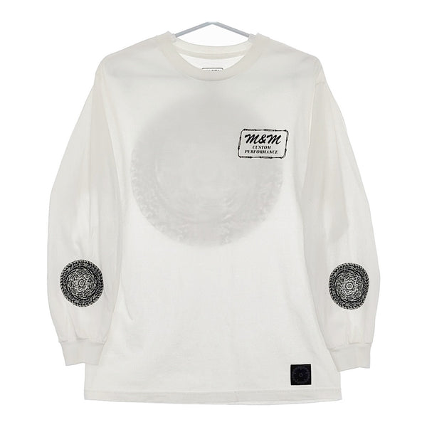 M&M/MASSES プリント スカル サイズM 長袖Ｔシャツ カットソー ロンＴ ホワイト メンズ エムアンドエム/マシス【中古】5-0408M♪