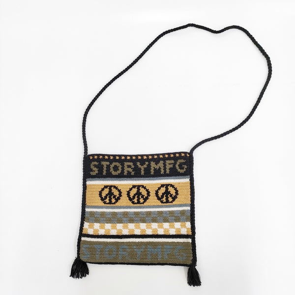 Story mfg. ストーリーエムエフジー 24SS STASH BAG 定価33000円 コットン ショルダーバッグ カーキ ブラック メンズ【中古】5-0422G◎