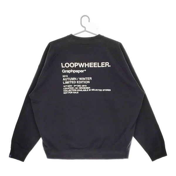 Graphpaper/LOOPWHEELER Limited Raglan Sweat プリントスウェット GU193-70129R ブラック メンズ グラフペーパー/ループウィラー【中古】5-0506M♪
