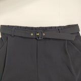 LUNA ベルト付き トリアセテートポリエステル イージー パンツ ネイビー レディース ルナ【中古】5-0821G∞