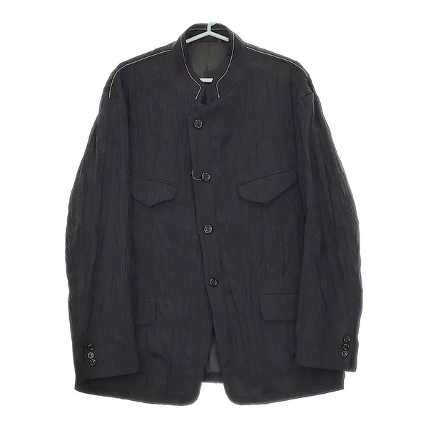 Ujoh STAND COLLAR 4POCKET JACKET サイズ2 定価77000円 M761-J52-103 シワ加工 ジャケット 23SS ブラック メンズ ウジョー【中古】5-0422M♪