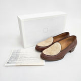 Post Production ポストプロダクション Re-Lux Baby Calf×Cow fur サイズ4 ローファー ブラウン レディース【中古】5-0603G◎