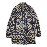 Paul Smith/RED EAR 織生地 総柄コート 染物 サイズM ステンカラーコート ネイビー ホワイト メンズ ポール・スミス/レッドイヤー【中古】5-0920T♪