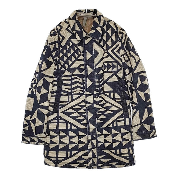 Paul Smith/RED EAR 織生地 総柄コート 染物 サイズM ステンカラーコート ネイビー ホワイト メンズ ポール・スミス/レッドイヤー【中古】5-0920T♪