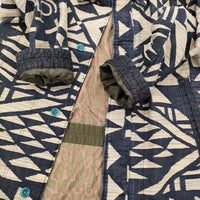 Paul Smith/RED EAR 織生地 総柄コート 染物 サイズM ステンカラーコート ネイビー ホワイト メンズ ポール・スミス/レッドイヤー【中古】5-0920T♪