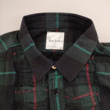 Paul Smith BLACK WATCH RUFFLE SHIRT フリル 定価33000円 386SR チェック 長袖シャツ グリーン ネイビー メンズ ポール・スミス【中古】5-1009T∞
