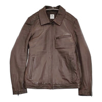 R.NEWBOLD LEATHER RIDERS JK/SINGLE 定52800円 羊革 シープスキン ライダースジャケット ブラウン メンズ アールニューボールド【中古】5-0920T♪