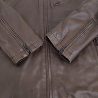 R.NEWBOLD LEATHER RIDERS JK/SINGLE 定52800円 羊革 シープスキン ライダースジャケット ブラウン メンズ アールニューボールド【中古】5-0920T♪