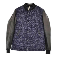 Paul Smith/RED EAR WOOD GRAINED JACQUARED BOMBER JACKET レオパード 羊革ブルゾン ネイビー メンズ ポールスミス/レッドイヤー【中古】5-0920T♪