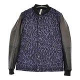 Paul Smith/RED EAR WOOD GRAINED JACQUARED BOMBER JACKET レオパード 羊革ブルゾン ネイビー メンズ ポールスミス/レッドイヤー【中古】5-0920T♪