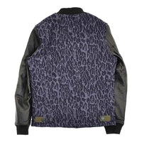Paul Smith/RED EAR WOOD GRAINED JACQUARED BOMBER JACKET レオパード 羊革ブルゾン ネイビー メンズ ポールスミス/レッドイヤー【中古】5-0920T♪