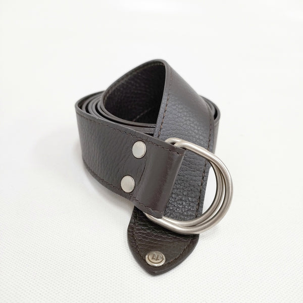 MAISON MARGIELA ダブルリング レザーベルト 革 イタリア製 ベルト ブラウン メンズ メゾンマルジェラ【中古】5-0621G◎
